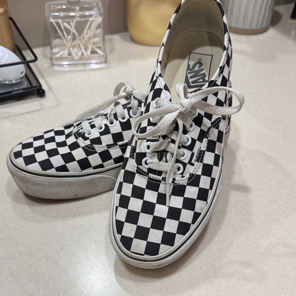 Vans Black and White Checkerboard Lace-Up Shoes